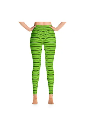 Lime Micro Stripes Yoga Leggings