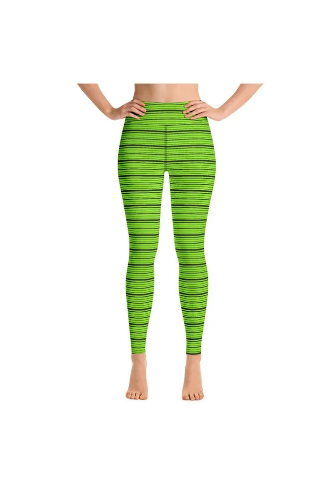 Lime Micro Stripes Yoga Leggings