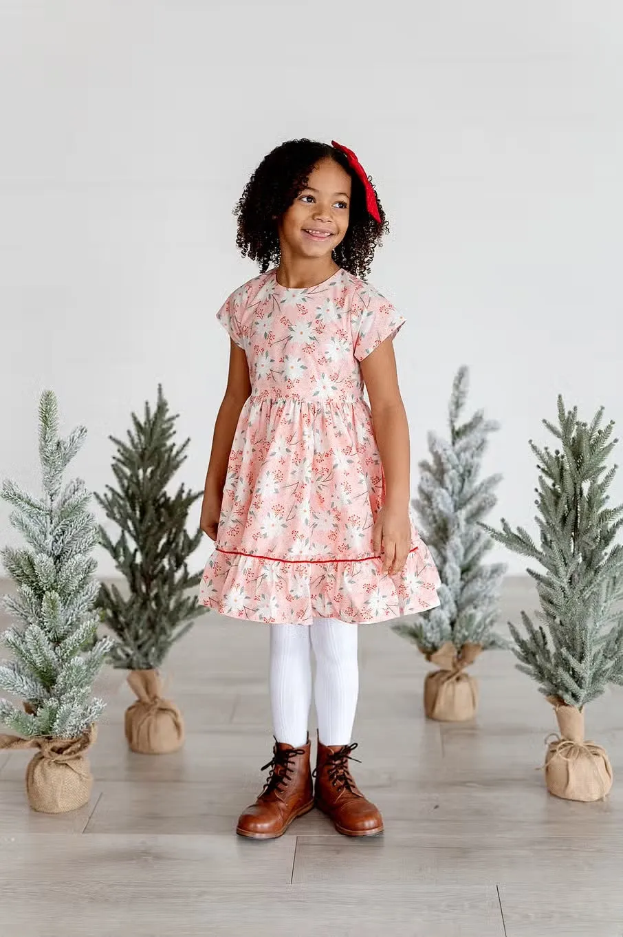 Lola Dress in Pink Poinsettia