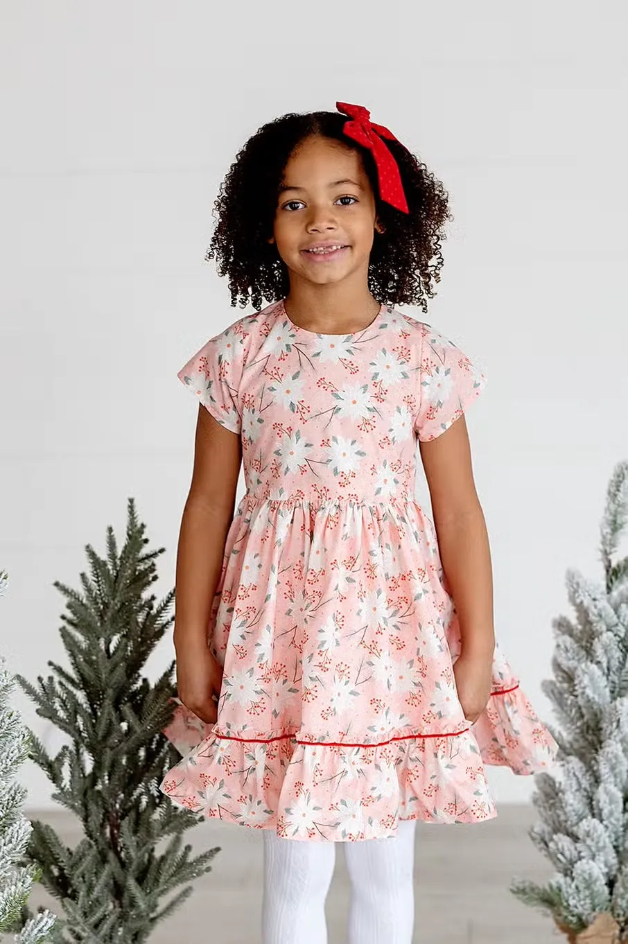 Lola Dress in Pink Poinsettia