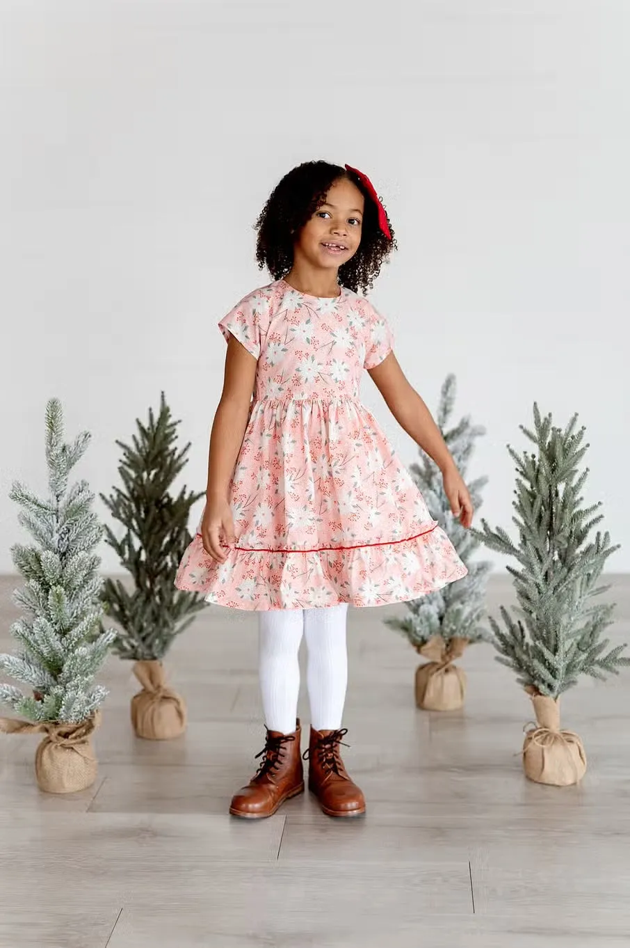 Lola Dress in Pink Poinsettia