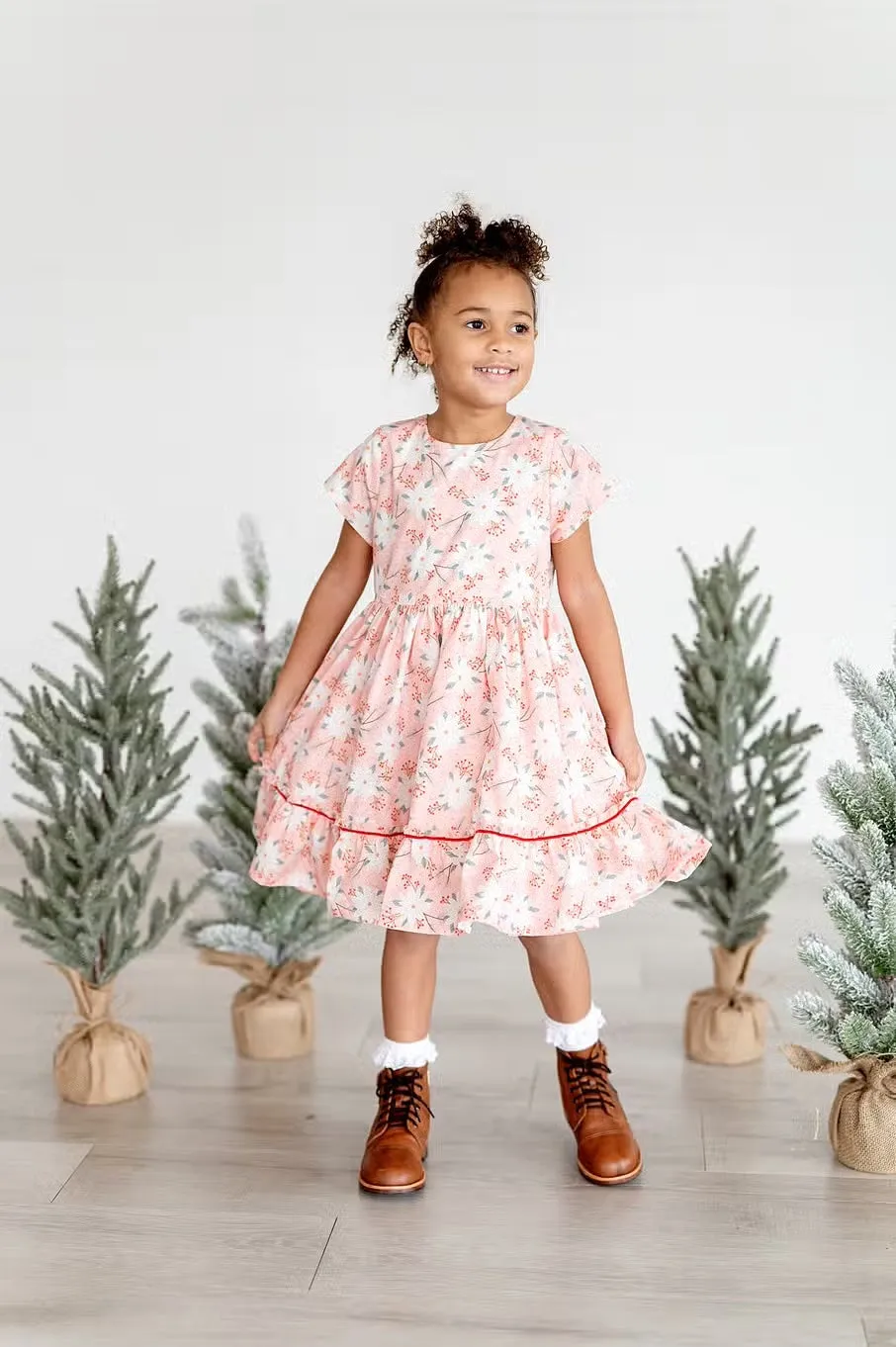 Lola Dress in Pink Poinsettia