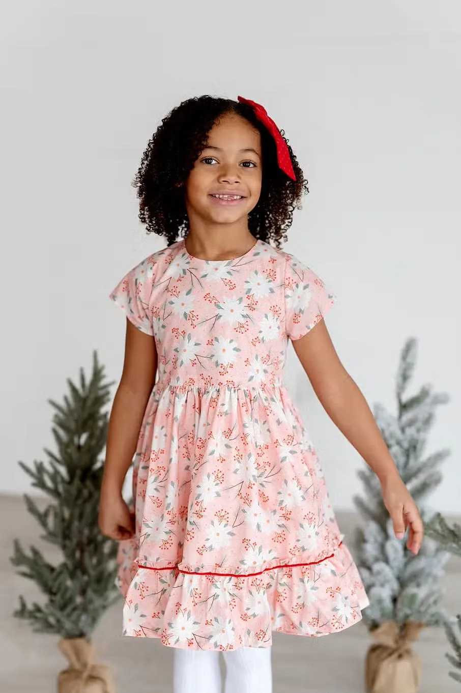 Lola Dress in Pink Poinsettia