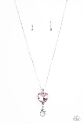 Lovely Luminosity - Pink Lanyard Necklace