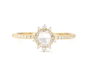 Lyra White Diamond Halo Ring (Ready to Ship)