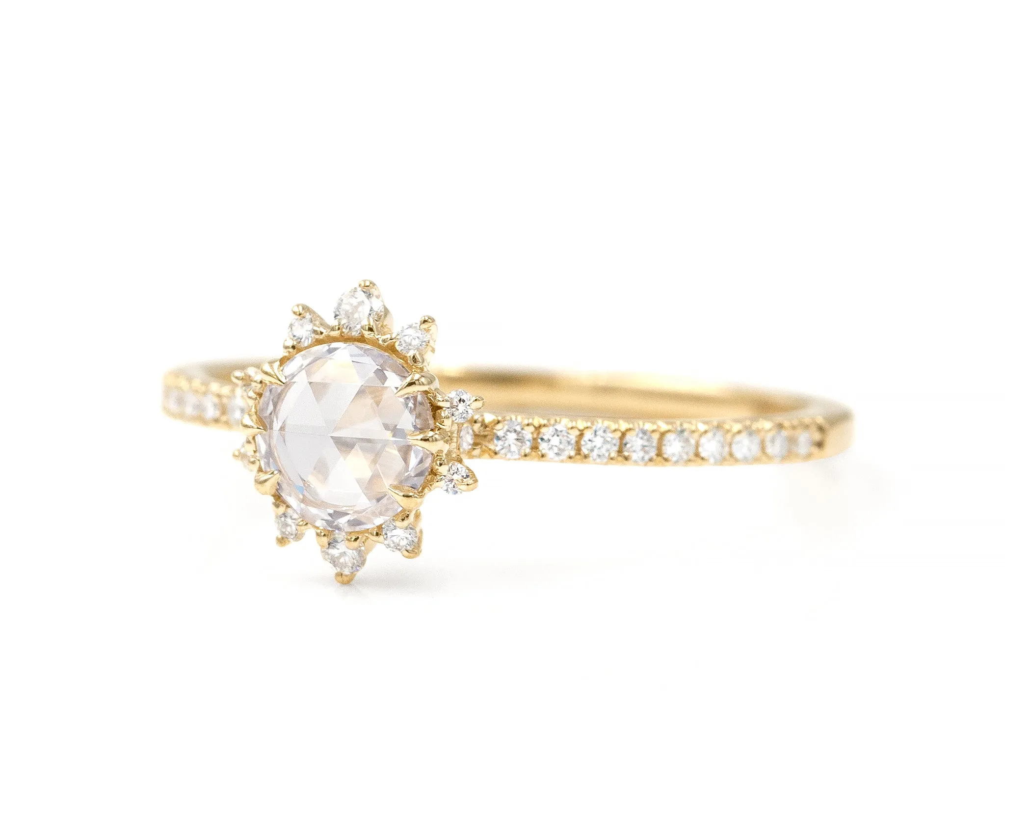 Lyra White Diamond Halo Ring (Ready to Ship)