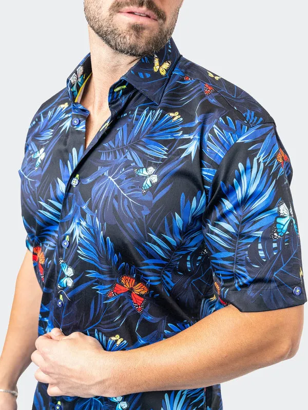 Maceoo Stretch Short-Sleeve Shirt | Galileo ButterflyPalm Black