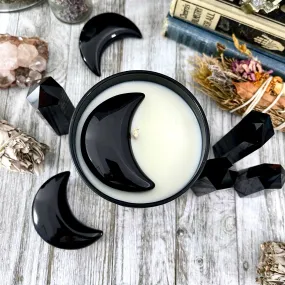 Magic Moon Candle with Black Obsidian - Moss & Moon Apothecary Luxury Soy Crystal Candle /