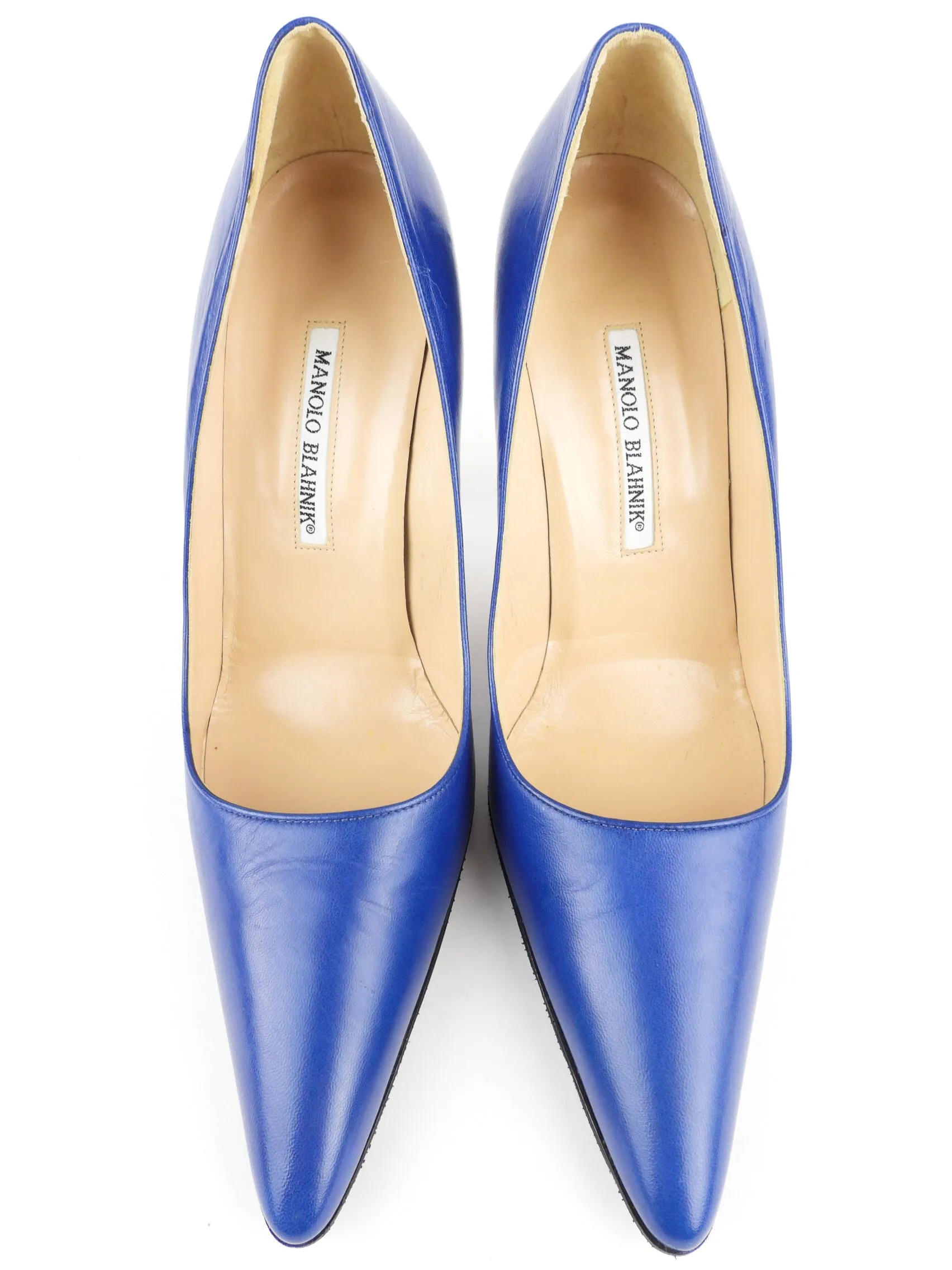 Manolo Blahnik Blue Leather Stiletto Heel Pumps - 41