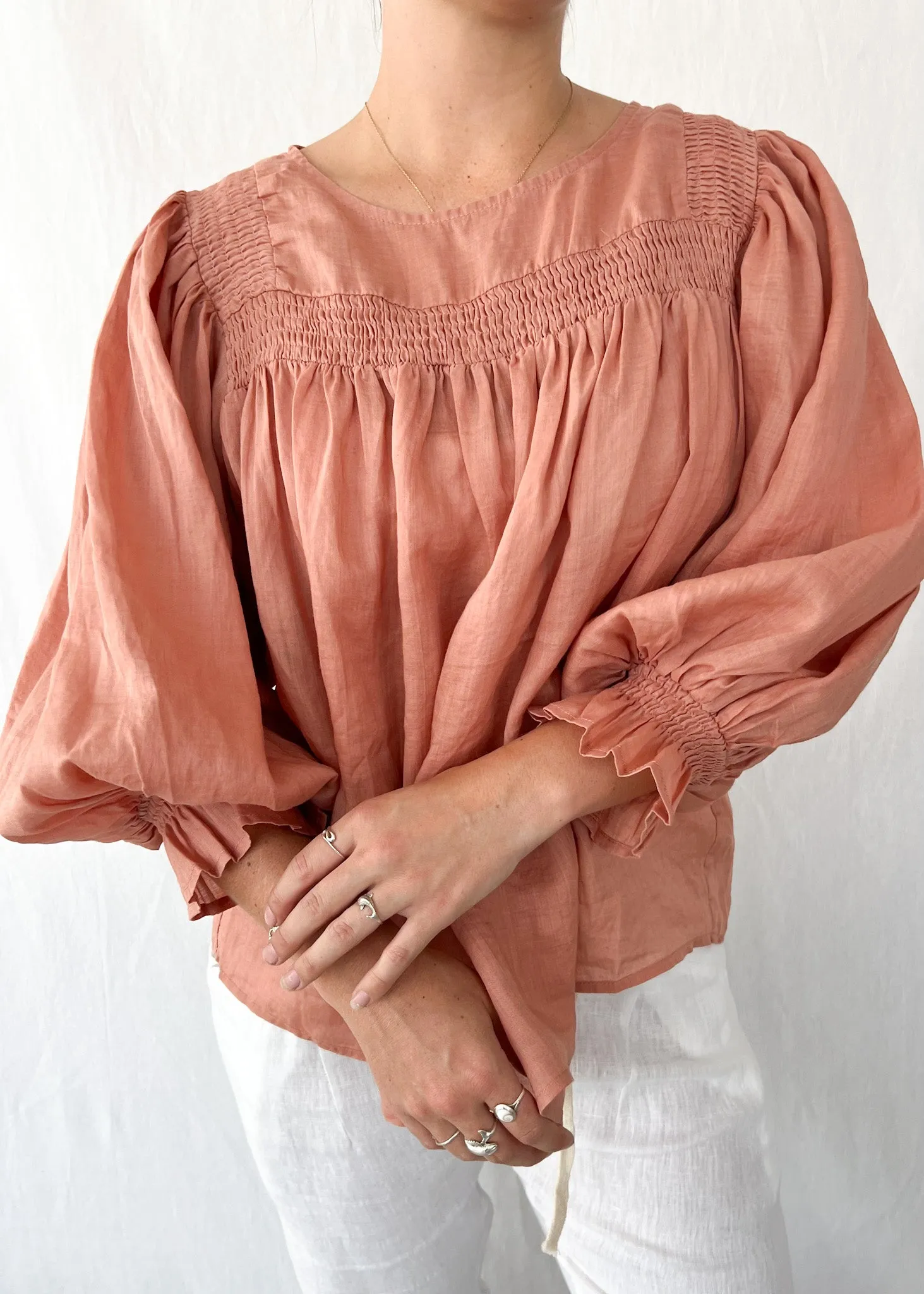 Marissa Linen Top - Coral