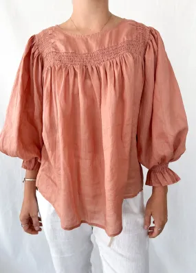 Marissa Linen Top - Coral