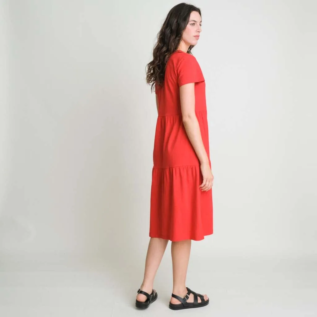 Maya Organic Cotton Jersey Dress | Red