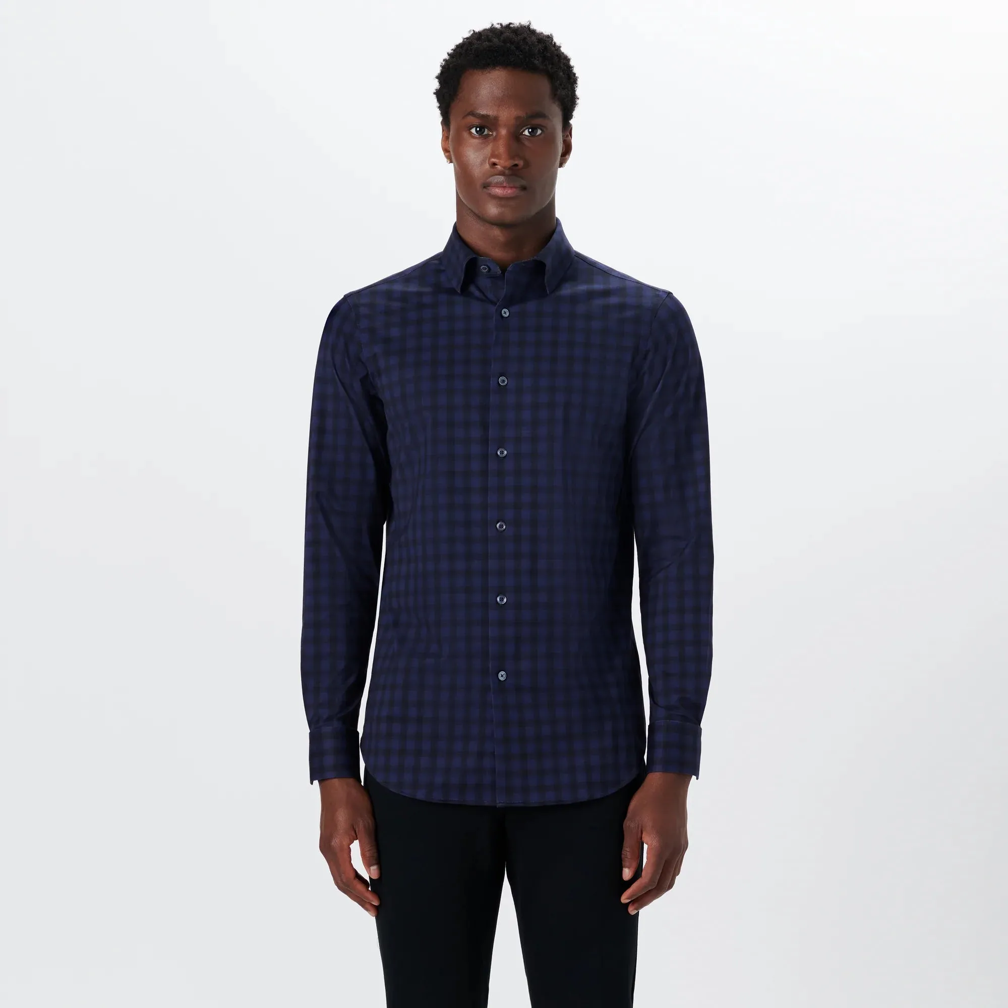 Men's Bugatchi | James Plaid Check OoohCotton® | Night Blue