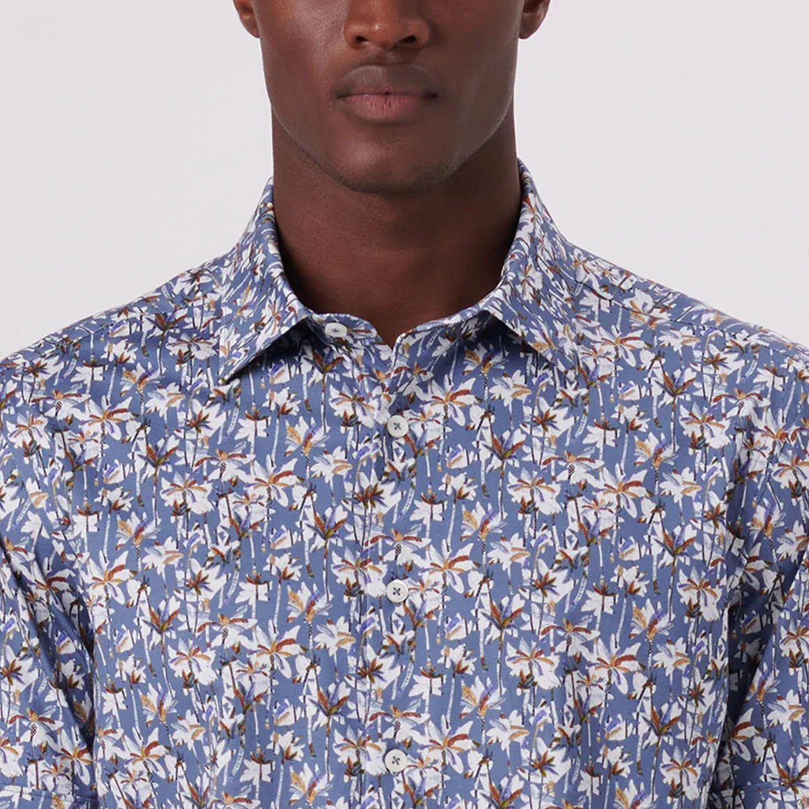 Men's Bugatchi | Milo Palm Trees OoohCotton® | Air Blue