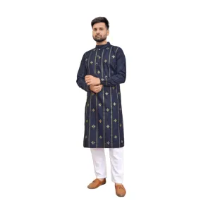 Men's Cotton Blue Kurta Pajama