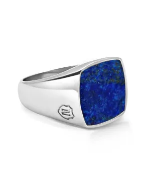 Men's Silver Signet Ring with Blue Lapis