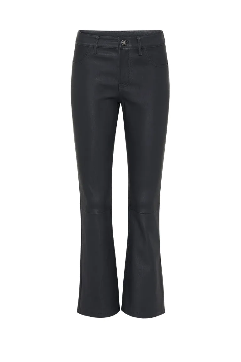 Midtown Kick Flare Pant Black Stretch Leather