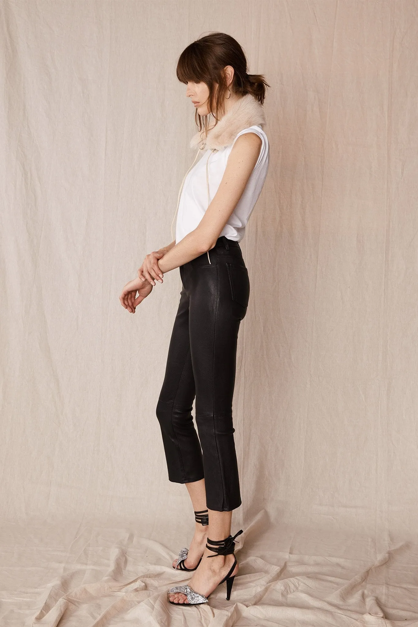 Midtown Kick Flare Pant Black Stretch Leather