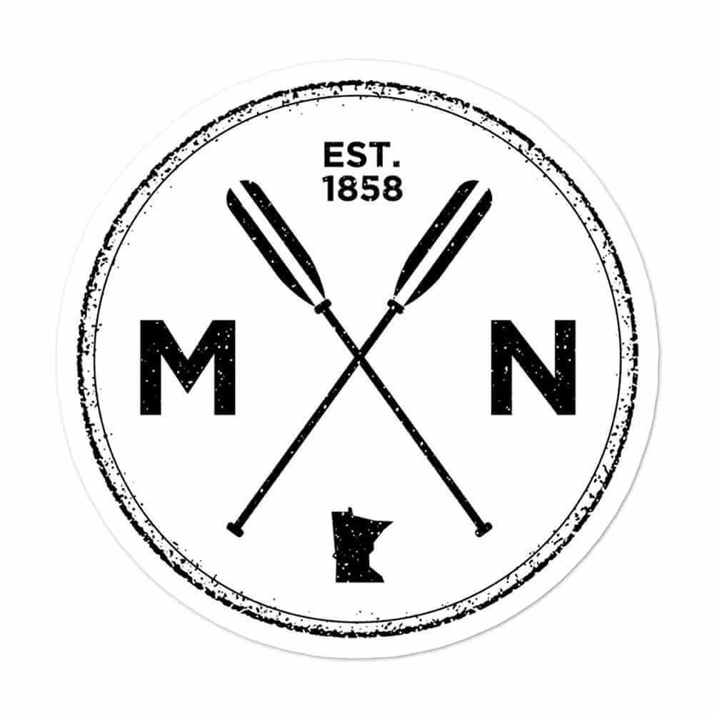 Minnesota Seal | MN, Est 1858, Oars Vinyl Laptop Sticker