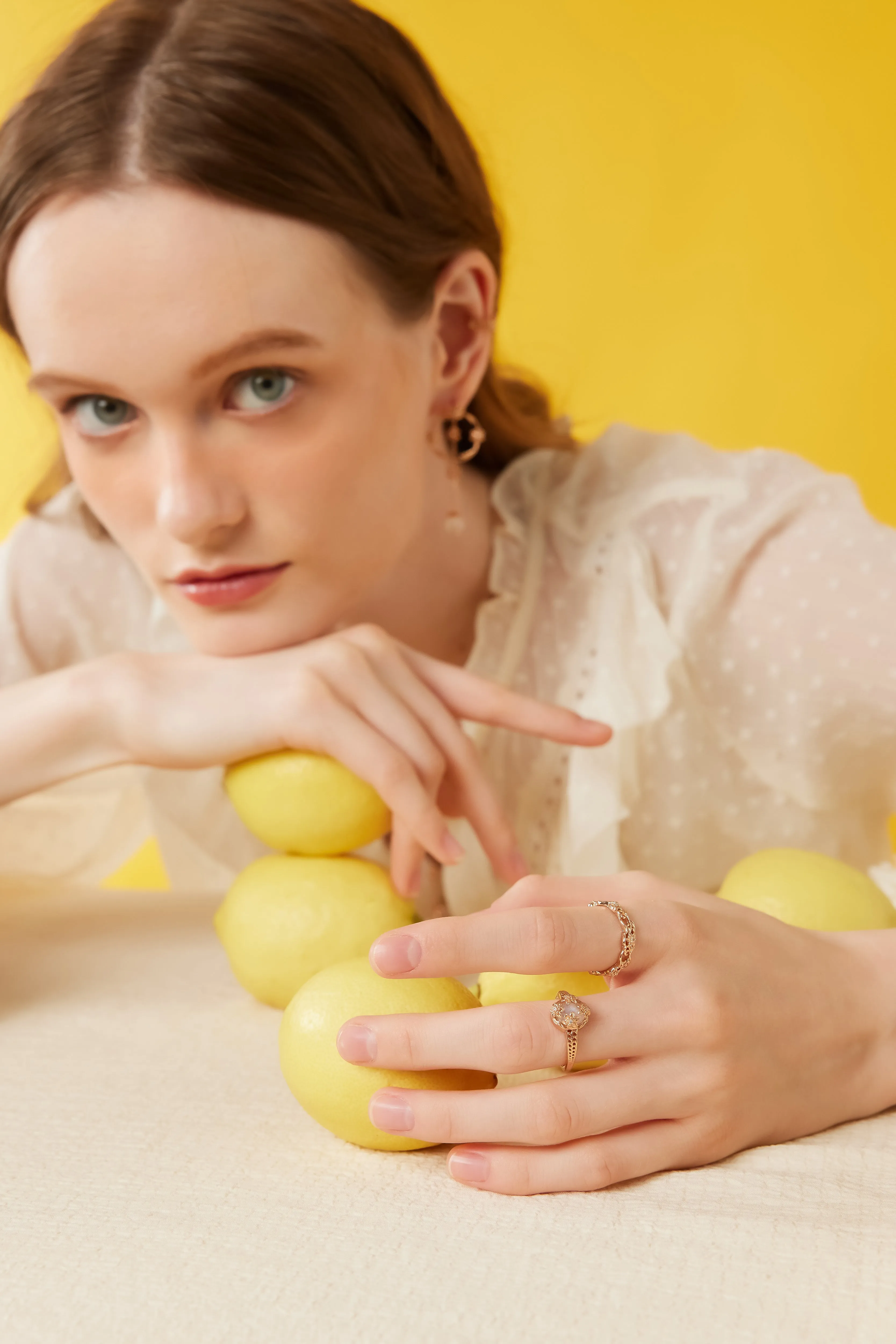 Moonstone Gold Floral Ring - Daffodil