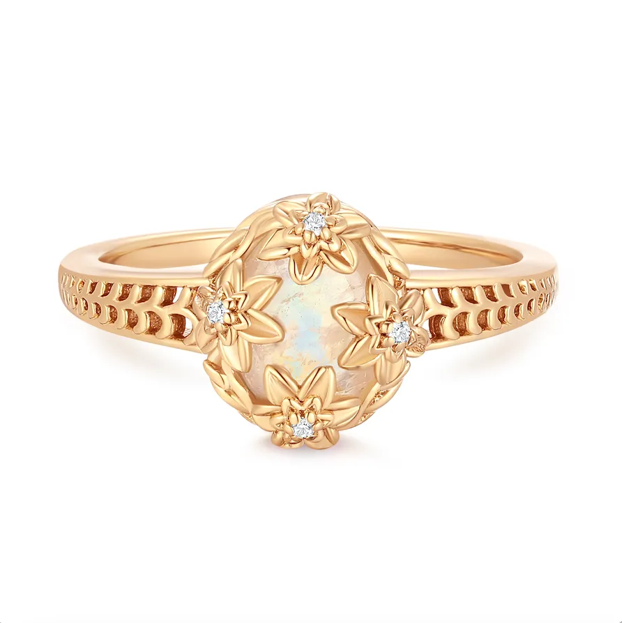 Moonstone Gold Floral Ring - Daffodil