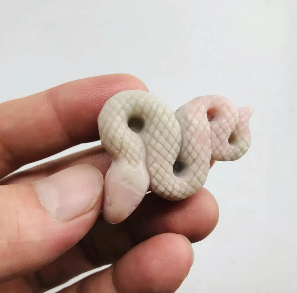 Natural Pink Opal Carved Snake