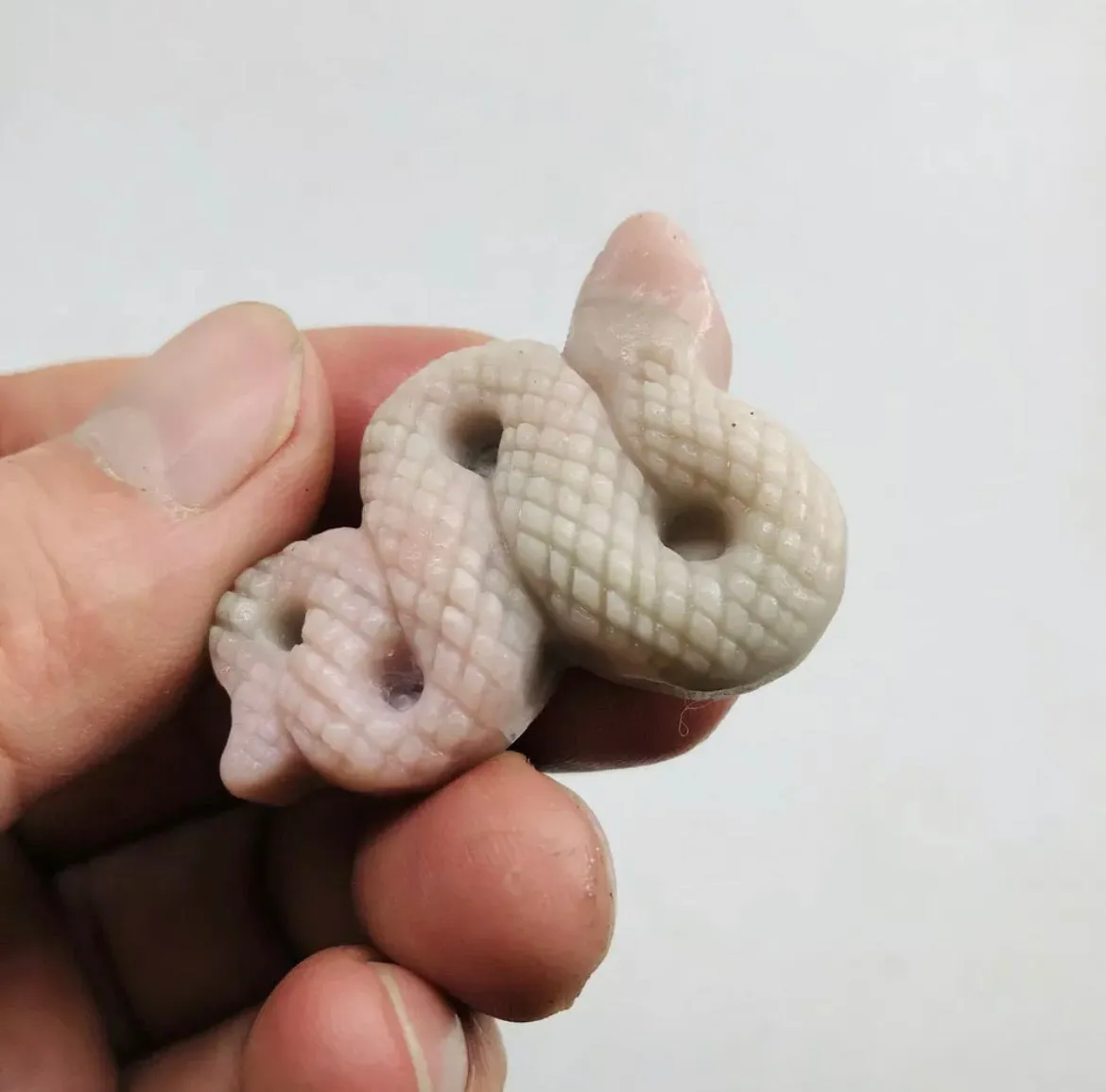 Natural Pink Opal Carved Snake