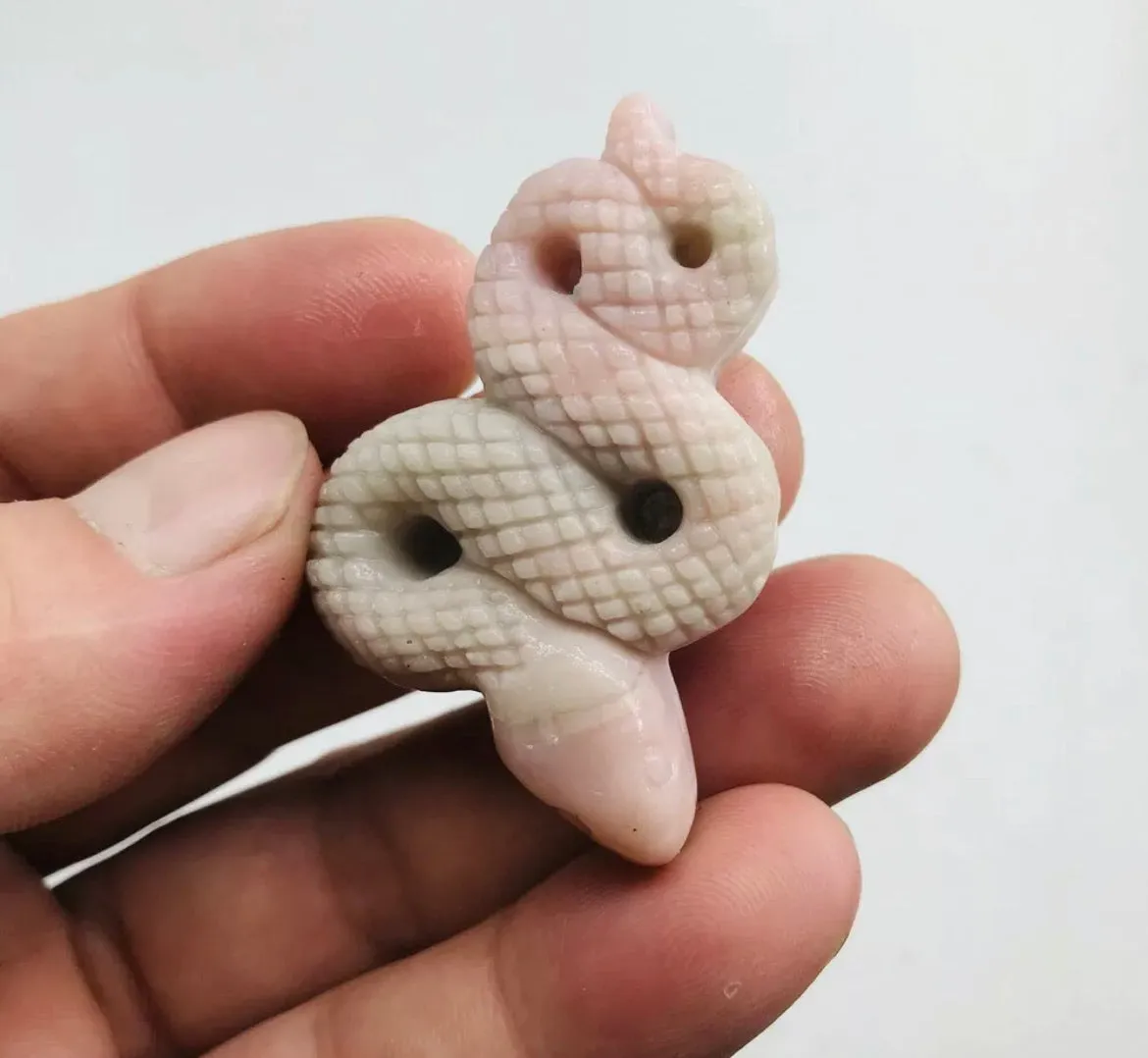 Natural Pink Opal Carved Snake