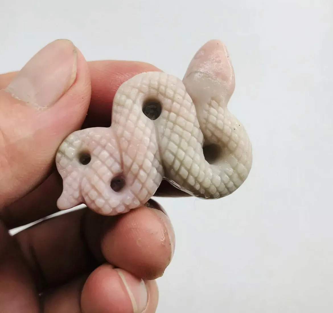 Natural Pink Opal Carved Snake