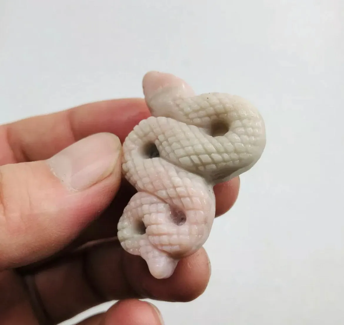 Natural Pink Opal Carved Snake