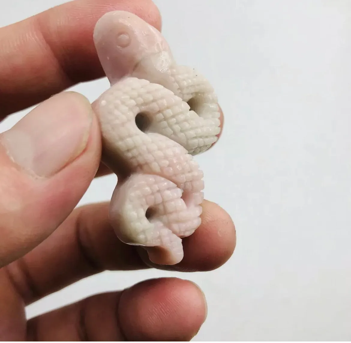 Natural Pink Opal Carved Snake