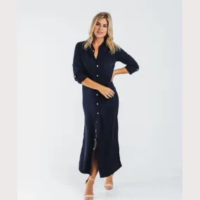 Navy Maxi Shirt Dress