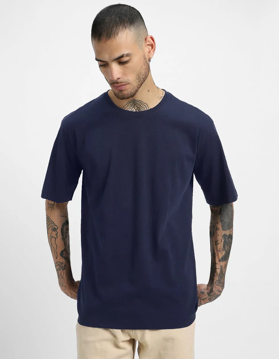 Navy Solid Oversized Tshirt