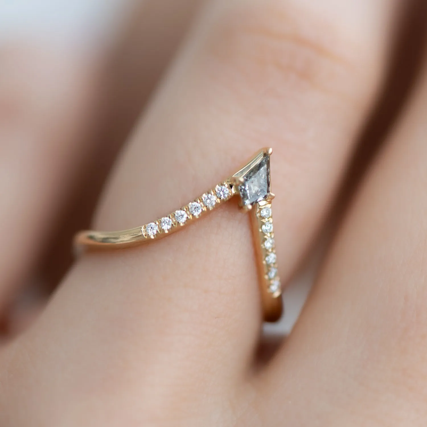 Nesting Kite Diamond Wedding Ring with a Pave Diamond Band