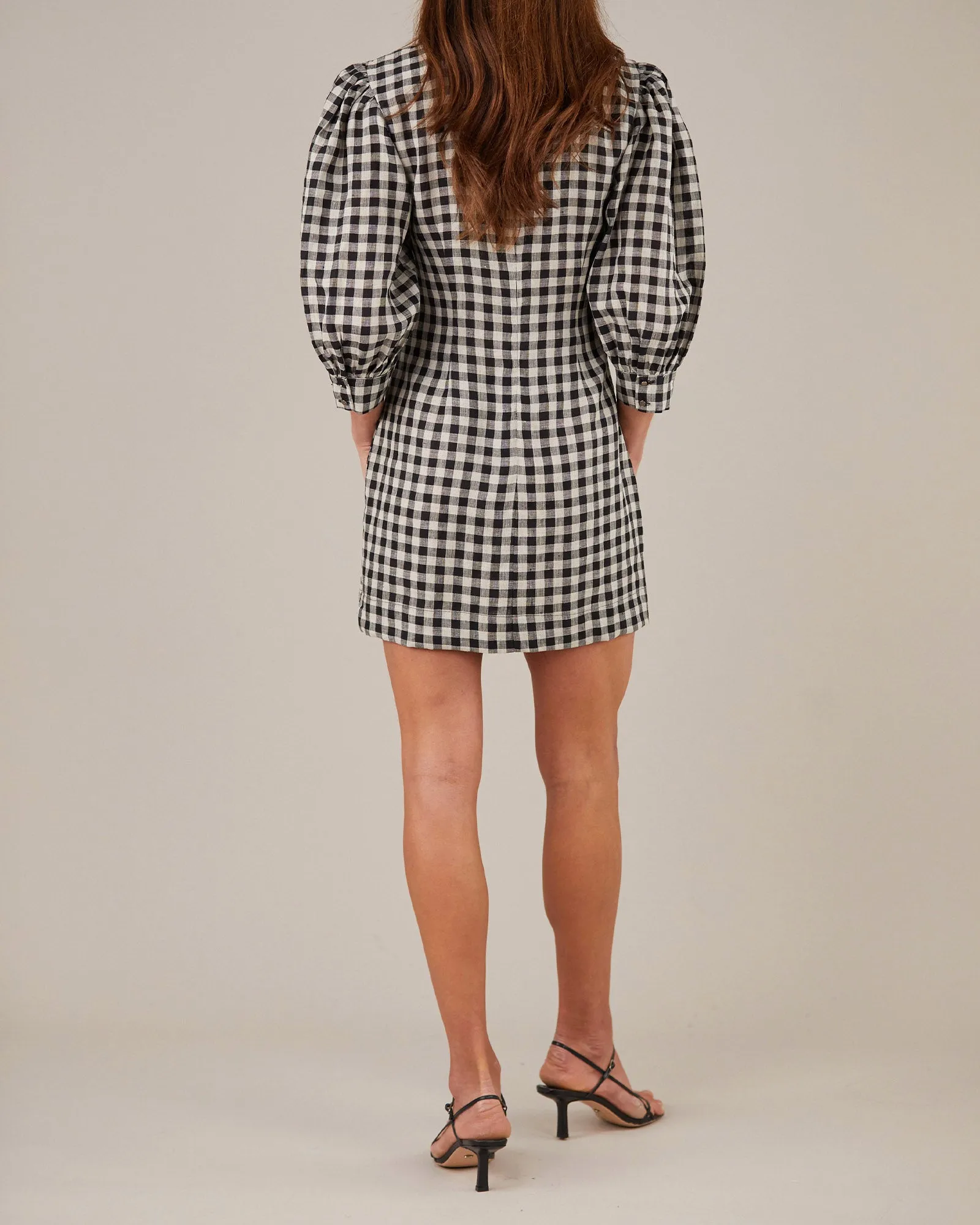 Octavia Linen Gingham Mini Dress