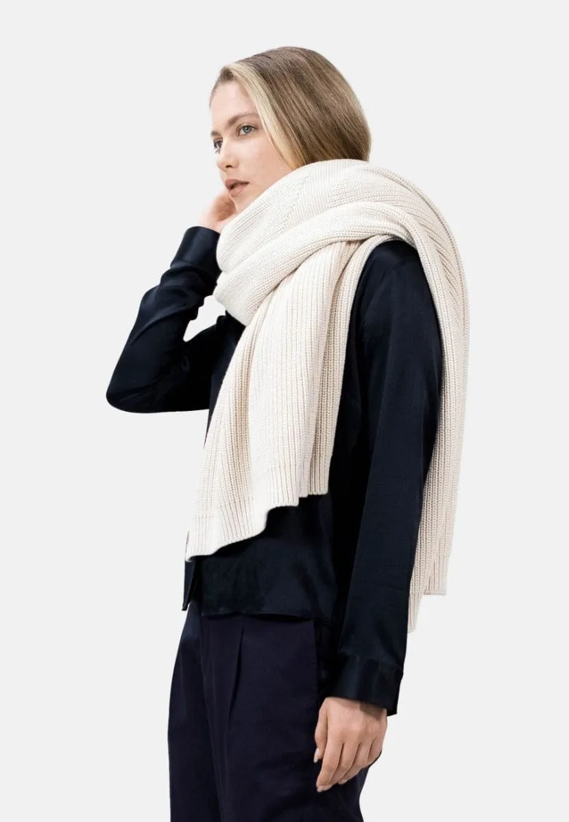 Olden Cotton Blanket Scarf & Throw | Egret