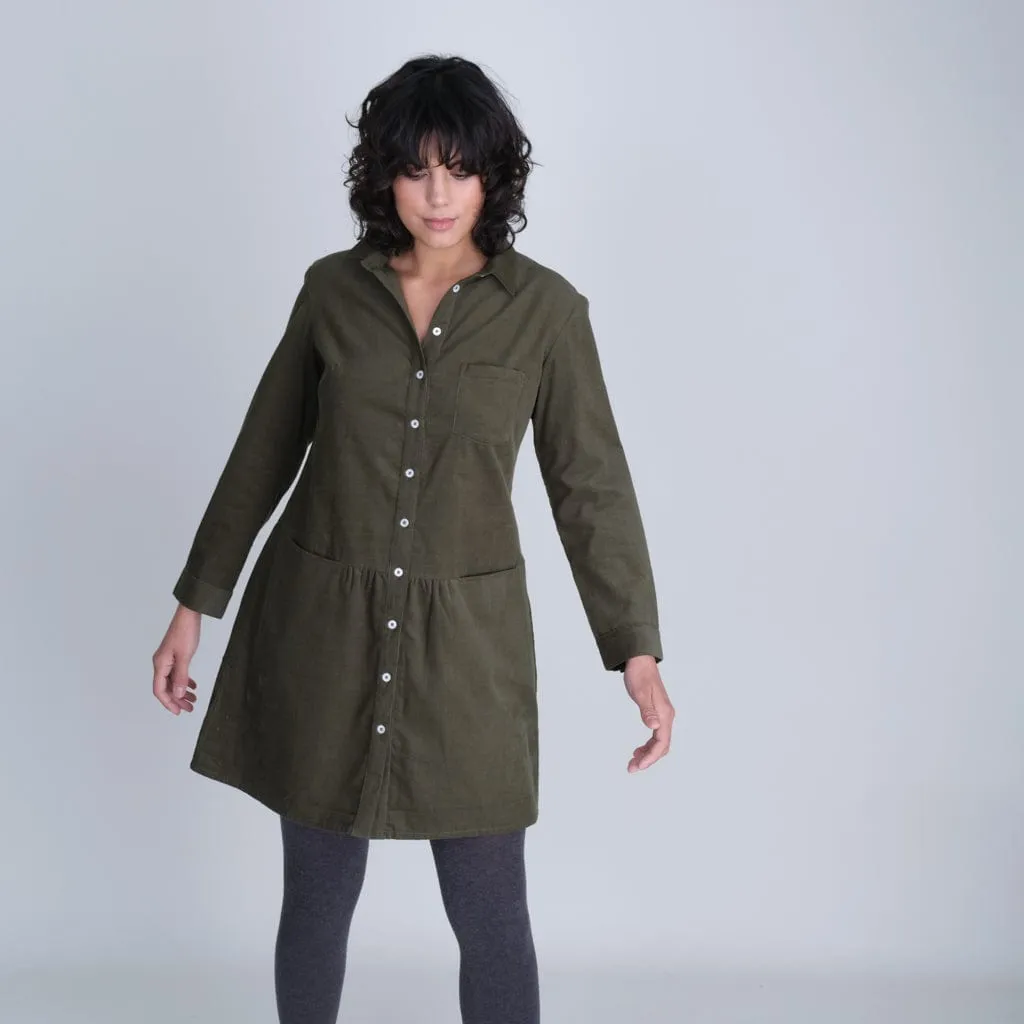 Olivia Cotton Shirt Dress | Green