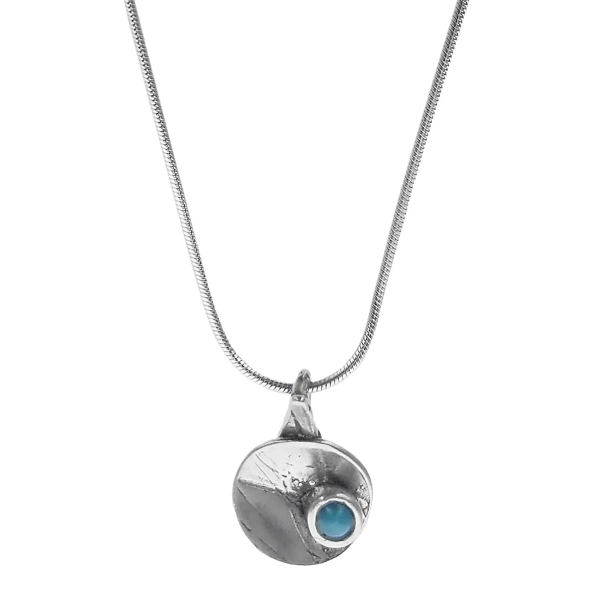 Osmose Silver Blue Glass Circle Necklace