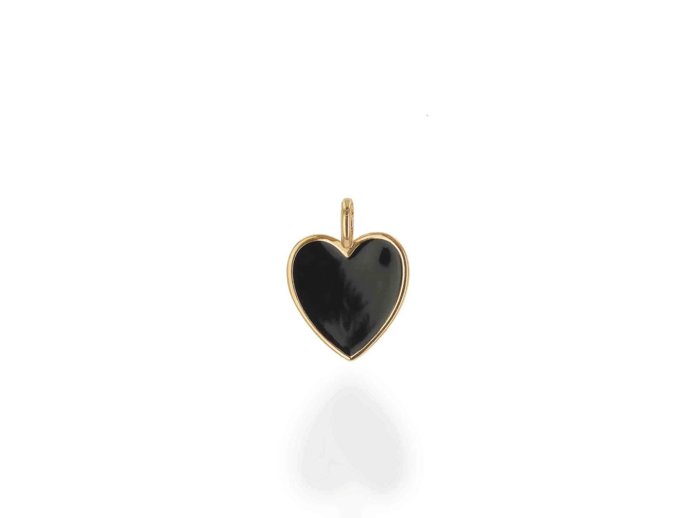 Oversize Black Enamel Heart Charm Only