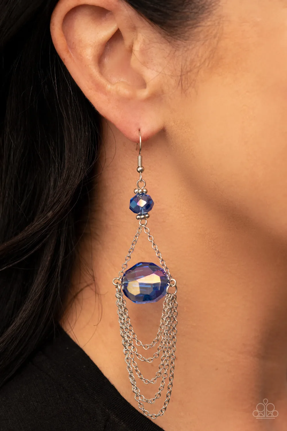 Paparazzi Ethereally Extravagant - Blue Iridescent Earrings