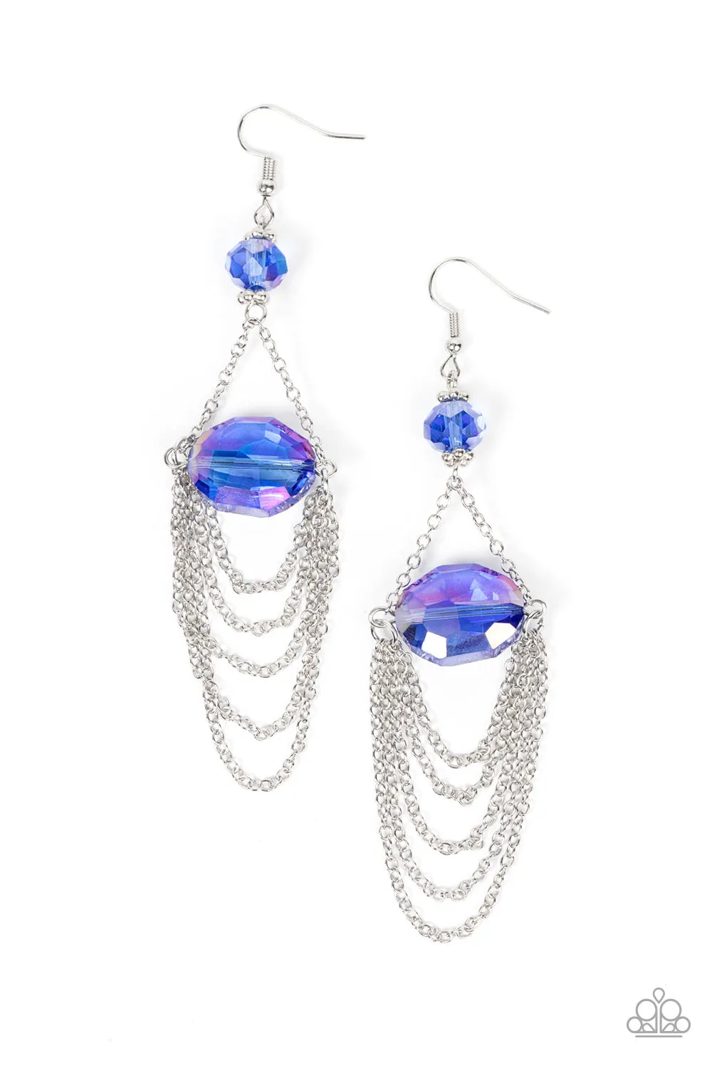 Paparazzi Ethereally Extravagant - Blue Iridescent Earrings