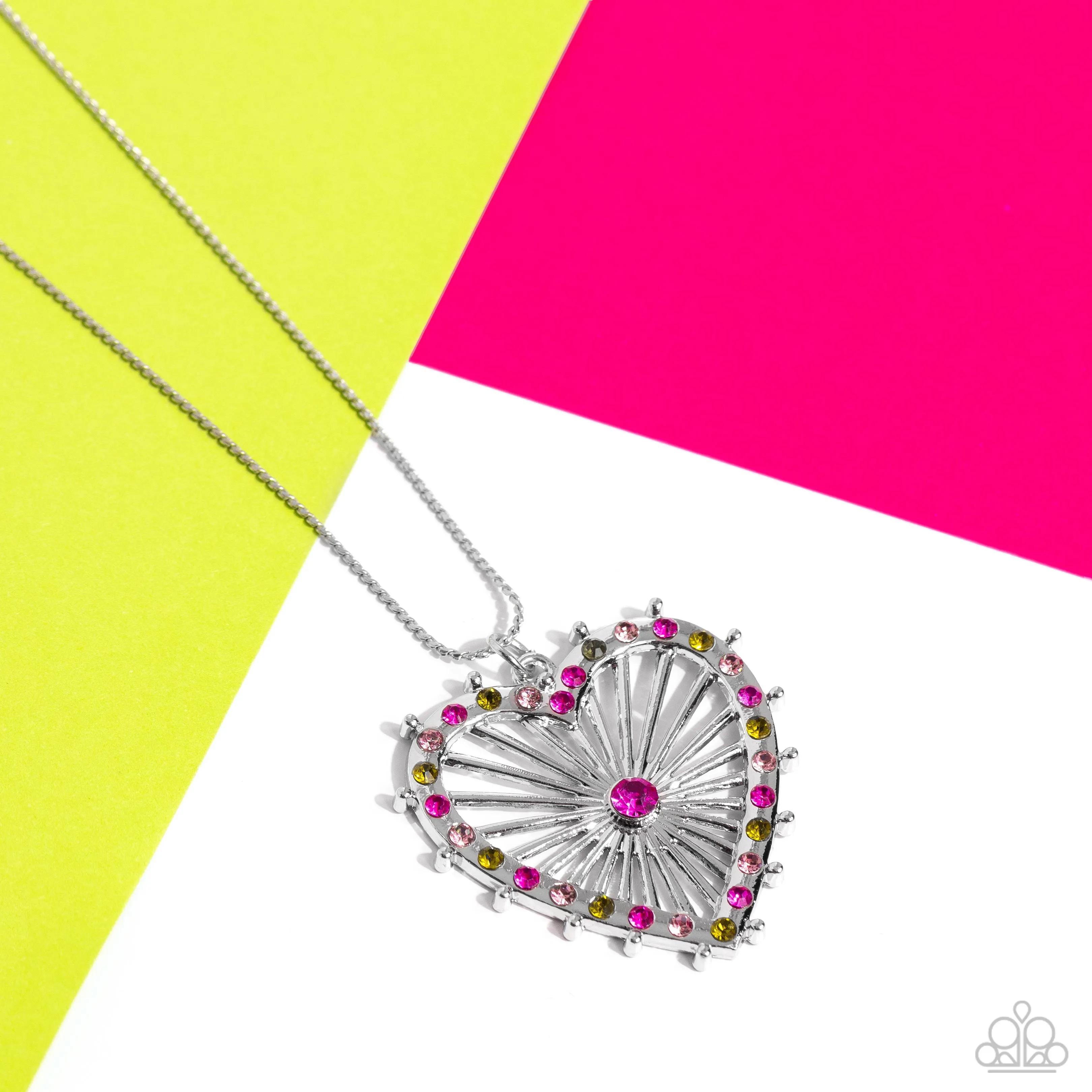 Paparazzi Flirting Ferris Wheel Pink Necklace & Earring Set