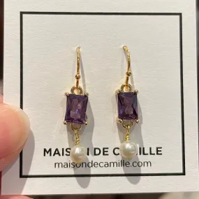 Pearl & Amethyst Crystal Earrings