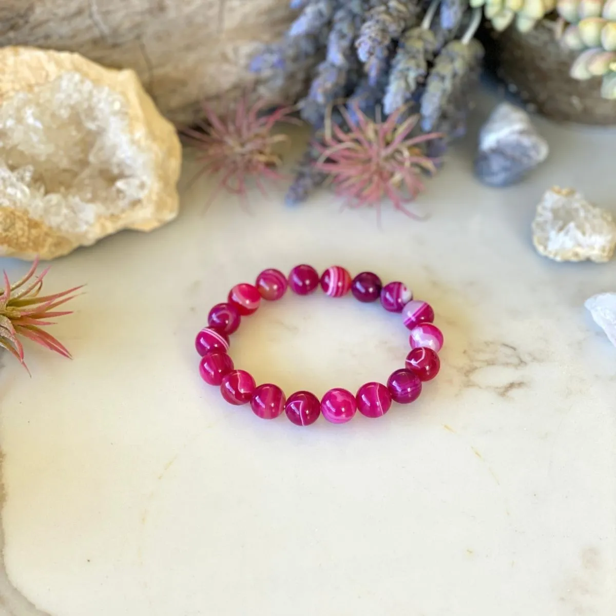 Pink Agate Bracelet for Protection