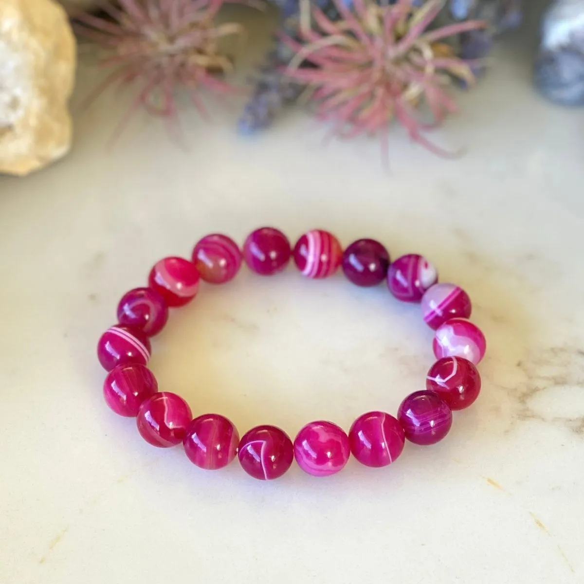 Pink Agate Bracelet for Protection