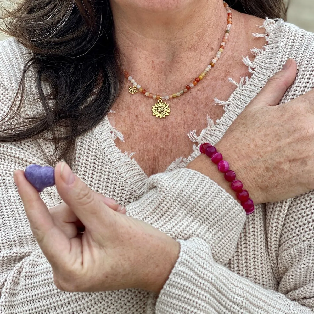 Pink Agate Bracelet for Protection