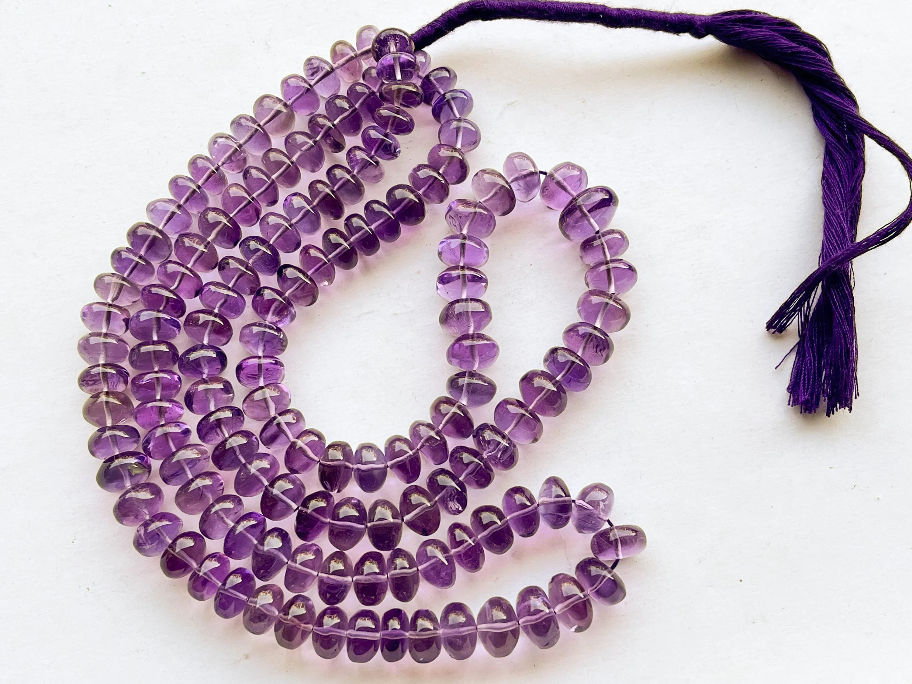 Pink Amethyst Smooth Rondelle Beads