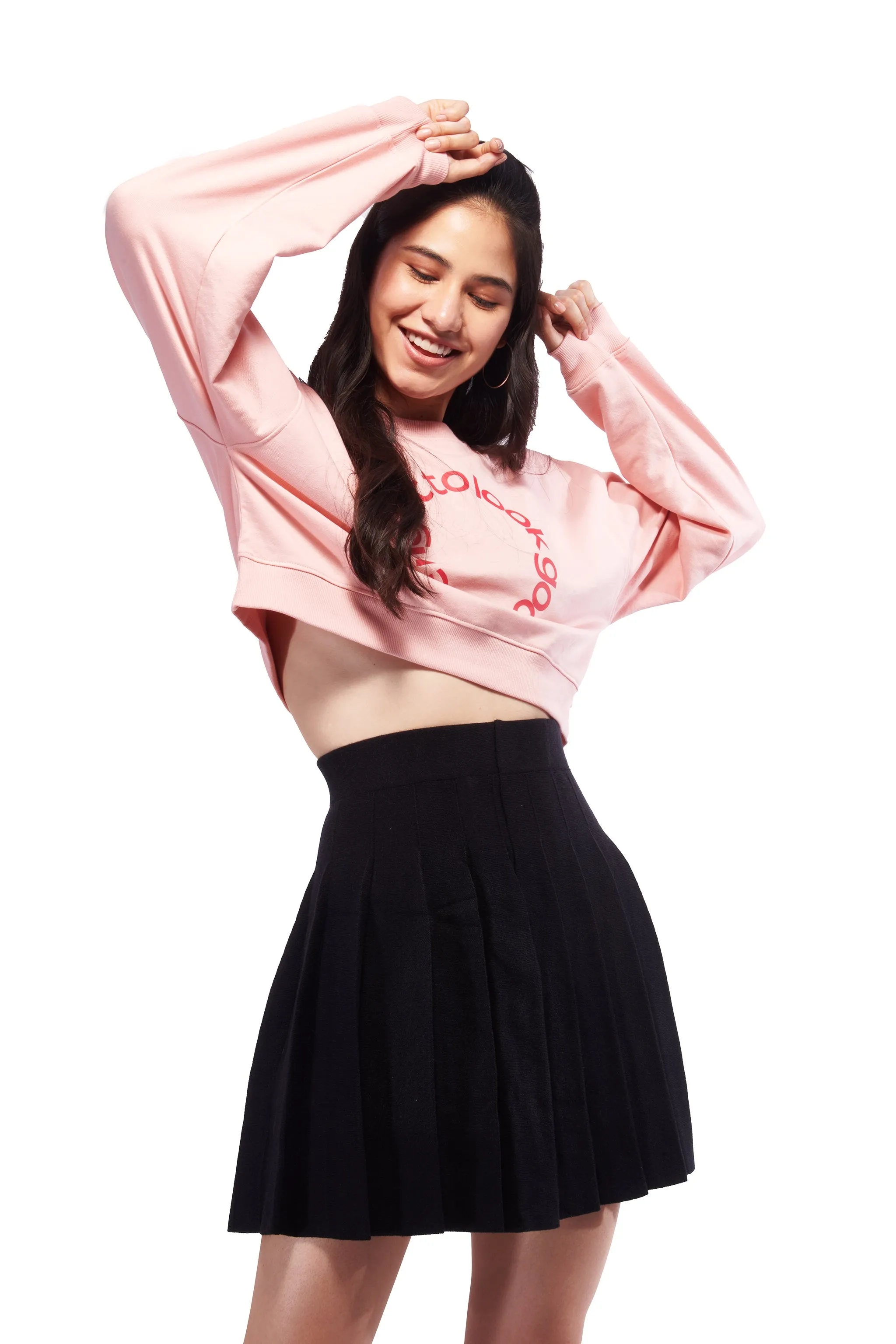 Pink Crop Oversized Sweatshirt