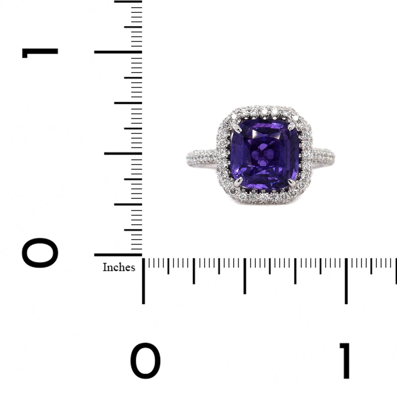 Platinum Cushion Cut Sapphire and Diamond Halo Ring