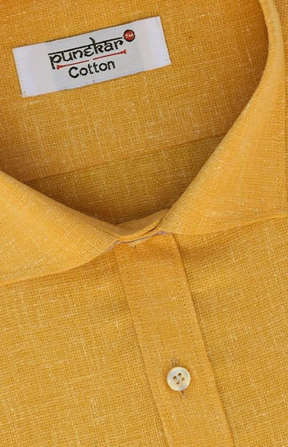 Punekar Cotton Golden Color Cotton Linen Formal Shirt for Men's.